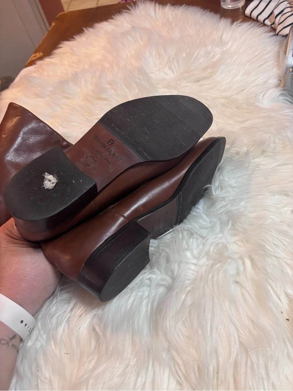 Etienne Aigner Brown Leather Over-the-Knee Riding Boots